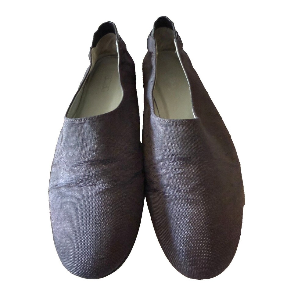 BCBG Maxazria Brown Silk Ballet Flats Size 9.5 B